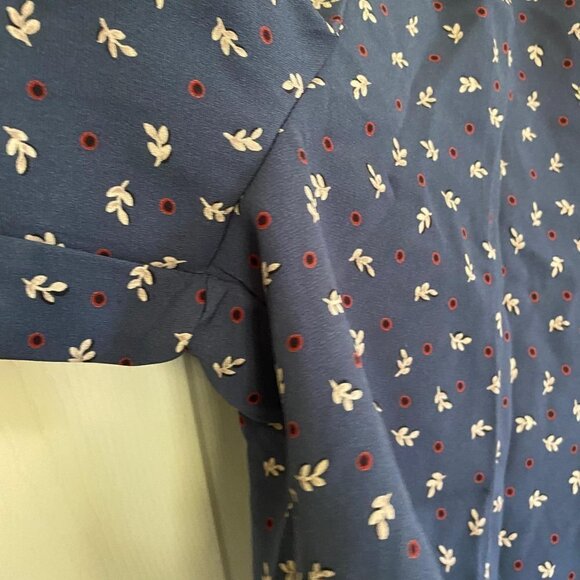 Vintage Caribou Womens Ultra High Rise Stretch Leaf Print Blue Shorts Size Small - Picture 7 of 8